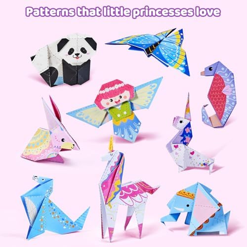 GAMENOTE Origami Kit for Kids Ages 8-12, 72 Fantasy Projects, 180 Sheets | Double-Sided Origami Paper with fantasy themes includes 168 patterned sheets, 12 solid practice sheets and video guides.