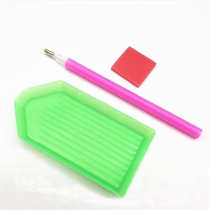 FLYSONG 15 PCS Diamond Painting Tools with Drill Pen Grip and Tray,5D Diamond Painting Accessories and Tools for Kids Adults (Green)