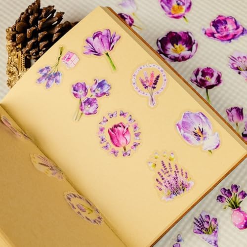 56Pcs Natural Flower PET Stickers Set