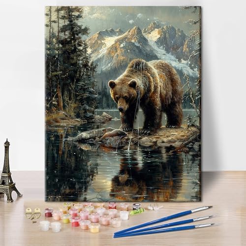 TUMOVO DIY Painting by Numbers for Adults Bear Paint by Number, 16x20 in
