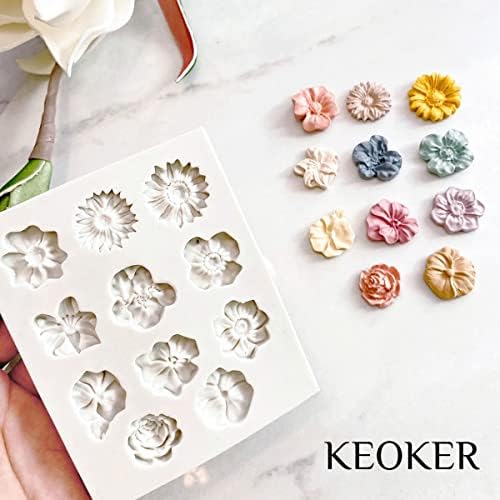 KEOKER Flower Polymer Clay Molds - 1 Pcs for Jewelry Making, Polymer Clay Molds for Earrings Decoration (Medium Flower)