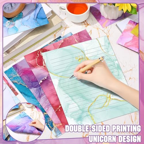 TaoBary 160 Pcs Marble Stationery Paper and Envelopes Set, 8.5 x 11''