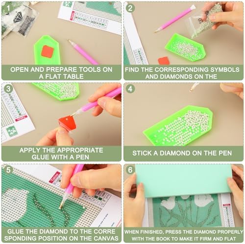 Yeaqee 4Pcs Diamond Art Kits for Adult Gem Painting Kit, Floral