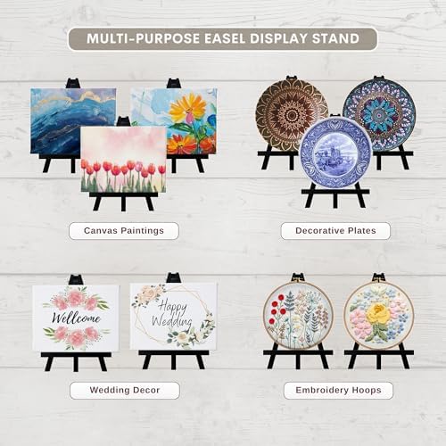 17 Inch Large Tabletop Easel Stand | Small Canvas Painting Display Easel Stand - Black | Canvas Paintings, Arts & Crafts, Frames, Wedding | Kids, Artists, Adults (4-Pack)