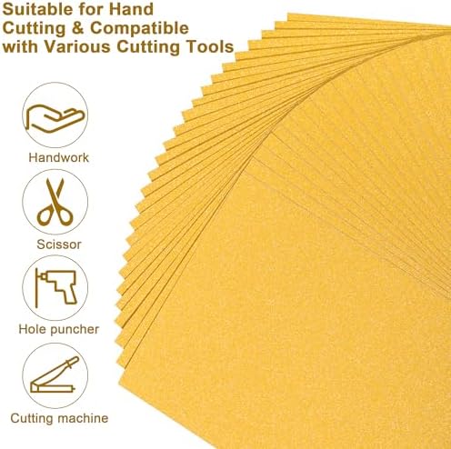 25 Sheets Gold Glitter Cardstock 92lb Thick Sparkle Paper 8.5 x 11in