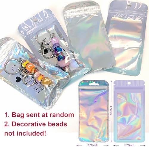 42/84/126 Pcs Beadable Keychain Bars Bulk Blank DIY Beaded Keychain Making Supplies with Bag Thank You Card