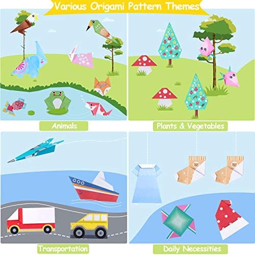 Origami Paper for Kids, 300 Sheets Colorful Origami Paper Kit 5.5Inch, 100 Origami Projects & Easy Origami Book Origami Kit for Kids, Creativity Training & Brain Development Origami Set for Kids