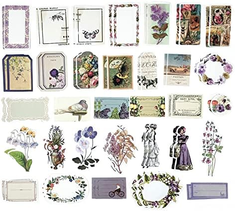 Esweny 200PCS Vintage Scrapbooking Supplies Kit, Scrapbook Sticker Paper Pack for for Planners Aesthetic Cottagecore Room Decor Wall Art Collage Album