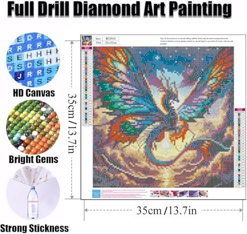 Ekuxom Dragon Diamond Art Kits for Adults-5D Diamond Painting14x14 inch