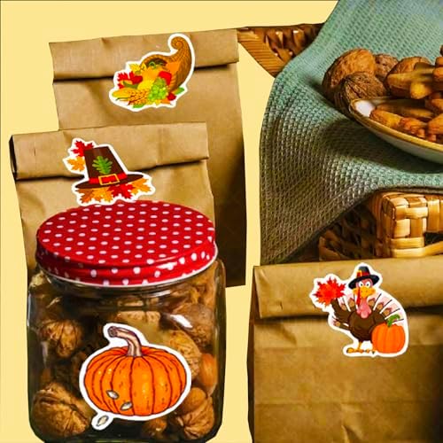 Thanksgiving Stickers Pack, 100Pcs Cute Vinyl Thanksgiving Stickers for Water Bottles Envelopes Scrapbooking Crafts, Funny Fall Hoilday Sticker Gifts for Kids Teens Adults