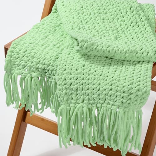 Sage Green Chunky Chenille Yarn, #6 Super Bulky, 28 oz/576 Yards