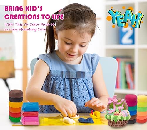 Air Dry Clay, 36 Colors Modeling Clay Kit with 3 Sculpting Tools, Magic Foam Clay for Kids and Adults, DIY Molding Clay Gift for Boys and Girls (Pack of 3)