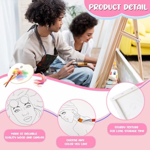 Sherr 20 Pcs Pre Drawn Canvas Afro Queen for Painting for Adults