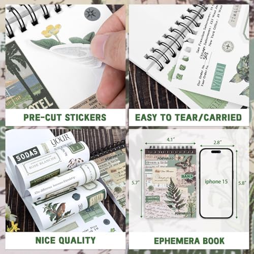 476PCS Vintage Washi Sticker Book & Botanical Journaling Stickers | Ideal for junk journaling, planners, scrapbooking & DIY crafts. Residue-free removal, even after long-term use.