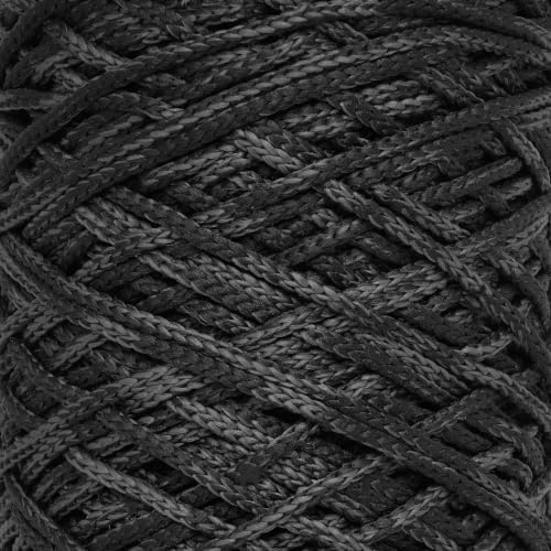 Polyester Soft Macrame Cord 2.5-3mm, 191 Yards x 1/9 inc Turkish Polyester Rope, Braided Macrame Yarn for DIY Crafts, Plant Hanger, Wall Hanging, Macrame Bag (100-Black Grey, 1 Ball)