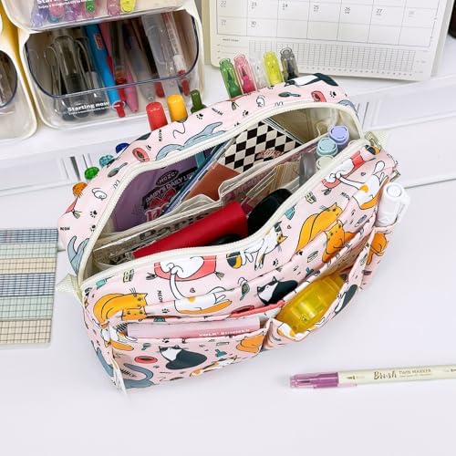 Multiple Pockets Portfolio Organizer with Zippered,Storage Pencil Pouch Bag