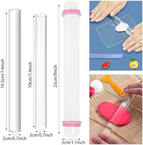 Yayatty 5 PCS Acrylic Clay Roller, Polymer Clay Tools, Plastic Clear Round Tube Roller for DIY Handmade Crafts, Art Supplies