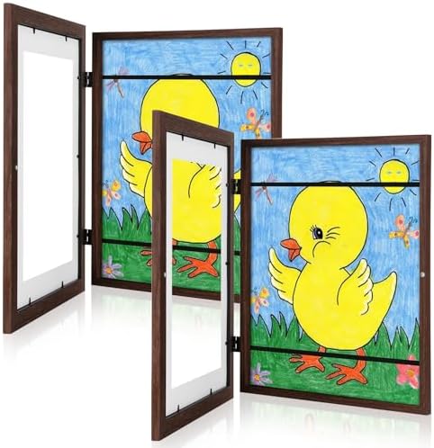 2-Pack Kids Art Frames, 11x14 Front Opening Kids Artwork Frames Changeable, Displays 9x12 With Mat and 11x14 Without Mat, Holds 50 Pcs, for 3D Picture, Crafts, Children Drawing, Hanging Art, Portfolio