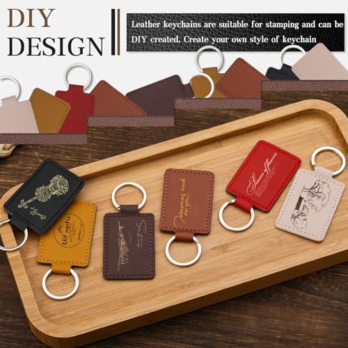 15 Pcs PU Leather Keychain, 6 Color Leather Key Fob Keychain Blanks | Rectangular PU Laser Engraving Blanks Leather Key Fob, Keychains for DIY Engraving Key Chain Making Crafts