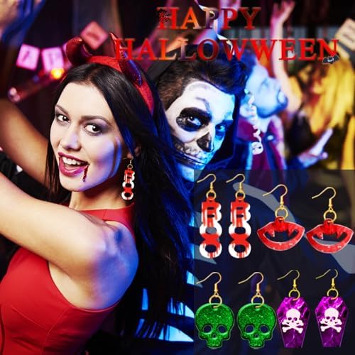 224 PCS Halloween Earring Resin Molds with Hole, Silicone Molds with 80 Earring Hooks Skull Pumpkin Bat Spider Epoxy Resin Jewelry Mold Pendant Keychain