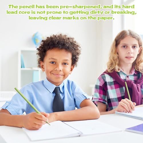12 PCS Macaron Green Colored Pencils Pre Sharpened Pencil 2 HB - Ideal for Checking, Grading, Tests & Office/School Supplies