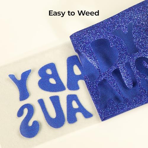 HTVRONT Glitter HTV, 12" x 10ft Royal Blue Glitter HTV Heat Transfer Vinyl
