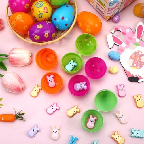 JUNEBRUSHS Easter Decorations, 50 Pcs Tiny Easter Rabbits Resin Rabbits Flat Easter Rabbits Mini Rabbit Figurines Easter Egg Fillers for Easter Crafts Home Table Decor