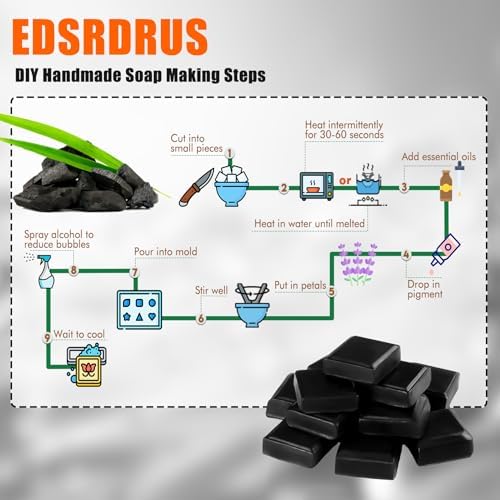 EDSRDRUS 15 Ounces Glycerin Soap Base - Scented Melt and Pour Soap Base for DIY Crafting, Easy to Cut, Vegan and Natural, Moisturizing and Gentle on Skin, Perfect for Soap Making Supplies (Charcoal)