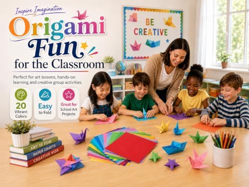 Origami Paper 200 Sheets 6 x 6 Inch Double Sided Colored Craft Paper | Easy to Fold,No-Fading Colors,Holds Crisp Creases ,Multi Solid Colors,Eco-Friendly Crafts for Kids,Handmade Projects,School