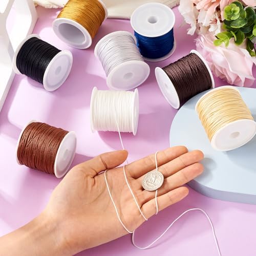 8 Rolls 0.8mm Nylon Beading String Friendship Bracelet String 400 Yards Macrame Nylon Cords Colorful Braided Thread Chinese Knotting Cord for Kumihimo Necklaces Tassels Jewelry Making