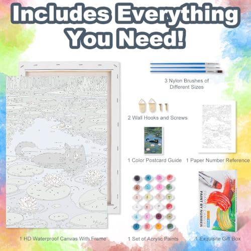 Black Cat Framed Paint by Numbers Kit for Adults Beginner 8x12 inch