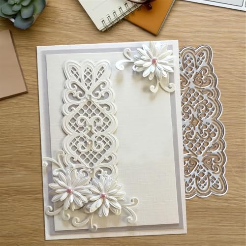 Scrapbooking Die-Cuts for Card Making, Christmas Metal Cutting Dies, Paper Craft Punch Template, Background Embossing Stencils, DIY Album Décor (Lace Flower Edge-12x7.6cm)