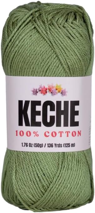Cotton Yarn - 100% Cotton Yarn for Crocheting and Knitting, Mercerized Cotton Amigurumi Yarn Fine-Sport 2 1.76 oz (50g) / 136 Yrds (125 m) - Avocado Green