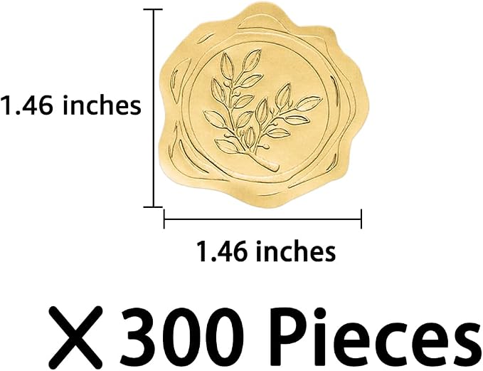 300 Pieces Embossed Gold Foil Stickers, Gold Olive Branch