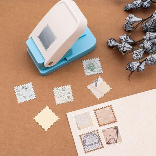 Stamp Puncher, 1 inch Square Stamp Punch, Square Postage Stamps Puncher, StampCutter Hole Punch, Paper Stamps and Punches, StampShaped PaperPunch, Craft Punches for Crafting DIY Scrapbooking