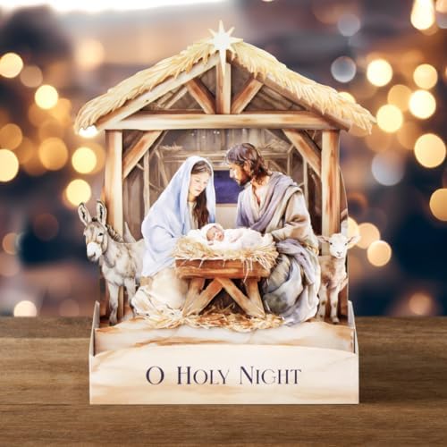 Katy Sue Nativity Scenes Pop Up Christmas Card Making Kit for Adults. Makes 12 Cards & Contains Nativity 3D Die-Cut Decoupage, Supports, Envelopes, Instructions & Foam Pads for Christmas Card Making