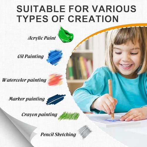 ESRICH Small Stretched Canvas for Painting 6x6 inch, 2/5''Profile Art Primed 8 Pack Canvases for Painting, Cotton Small Professional Blank Paint Canvas for Kids and Art Supplies, for Acrylics, Oils.