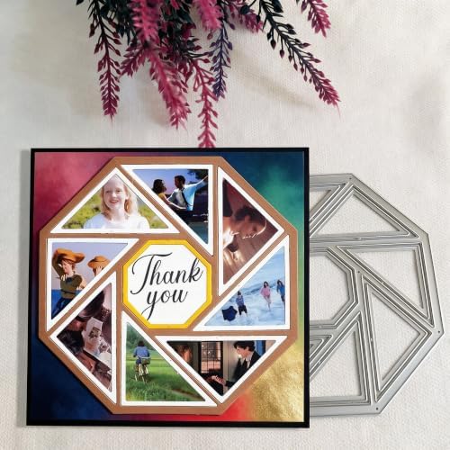Metal Cutting Die for Scrapbooking - Cut Stencils for DIY Scrapbook Photo Album Decorative Paper Card, Card Making Supplies & Crafting Die Cut (Octagonal Frame 4.7 x 4.7 in)