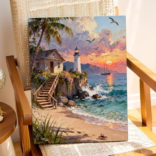XTCIXAL Paint by Numbers Kit for Adults, Beach - 16X20 Inch