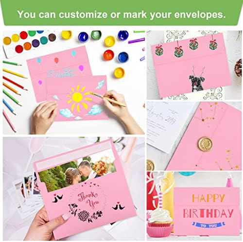 50 Packs 5x7 Envelopes, A7 5x7 Envelopes for Invitations, Printable Invitation Envelopes Self Seal for Weddings, Invitations, Photos, Greeting Cards, Mailing (Pink)