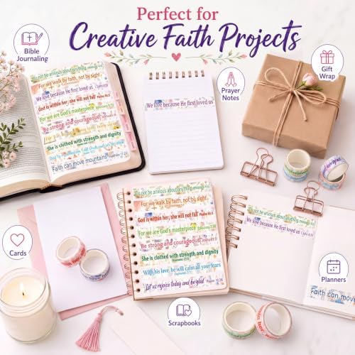 24 Rolls Christian Washi Tape Gifts, Inspirational Religious