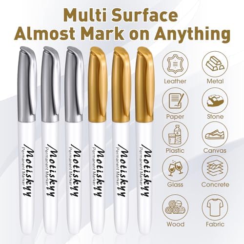 Motiskyy 72 Pcs Metallic Permanent Markers Bulk, Gold Silver