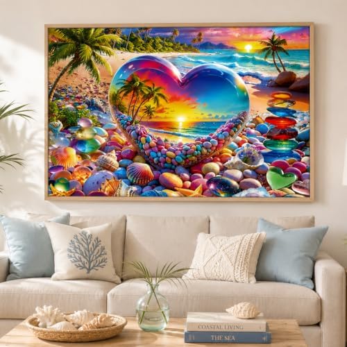 Diamond Art Kits for Adults,Love Beach Diamond Painting Kits 12X16In