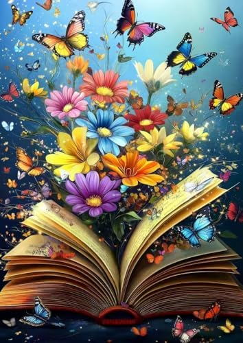 Artykapby Paint by Numbers kit for Adults Butterflies and Books16x20 inch