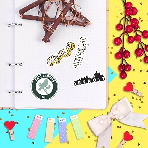 100Pcs Michigan Stickers for Water Bottle and Laptop - Michigan State Gifts, Party Supplies & Decorations, Waterproof Vinyl Decals, State Pride and Icon Stickers, Gifts for Women & Men