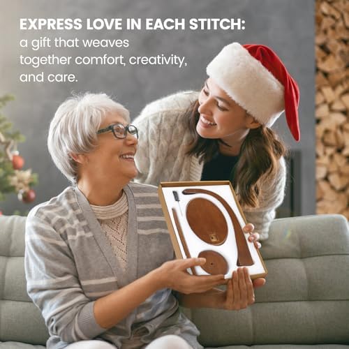 Yarn Holder for Crocheting with Magnetic Yarn Spinner-Dark Brown-Enlarged