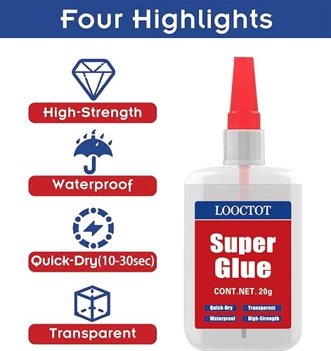 (2-in-1) Super Glue with Brush Applicator&Nozzle,3D Printer Thick Glue 20g