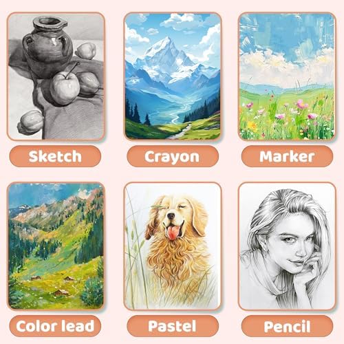 FLYING EAGLE Sketch Book, Square Hardcover Sketchbook for Kids,10x10,Orange