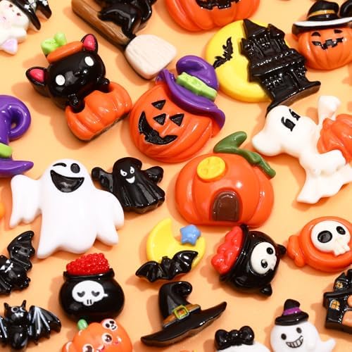 60Pcs Halloween Flatback Resin Charms for Slime Crafts Phone Cases