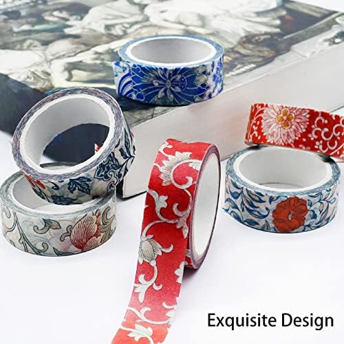 Berkin Arts 12 Rolls Art Floral Designs Washi Tape Set - 15 mm Wide Decorative Adhesive Masking Tape Cloisonnism for Bullet Journal Colorful Damask Pattern Intricate Colorful Owen Jones Series